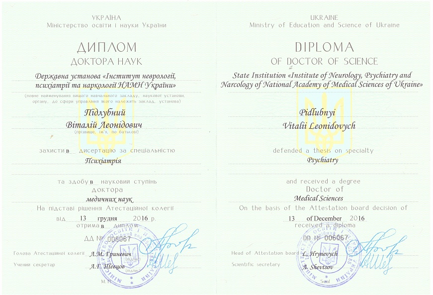 диплом доктора медицинских наук